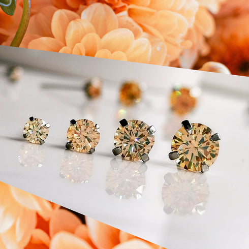 Peach Cubic Zirconia Titanium Earrings